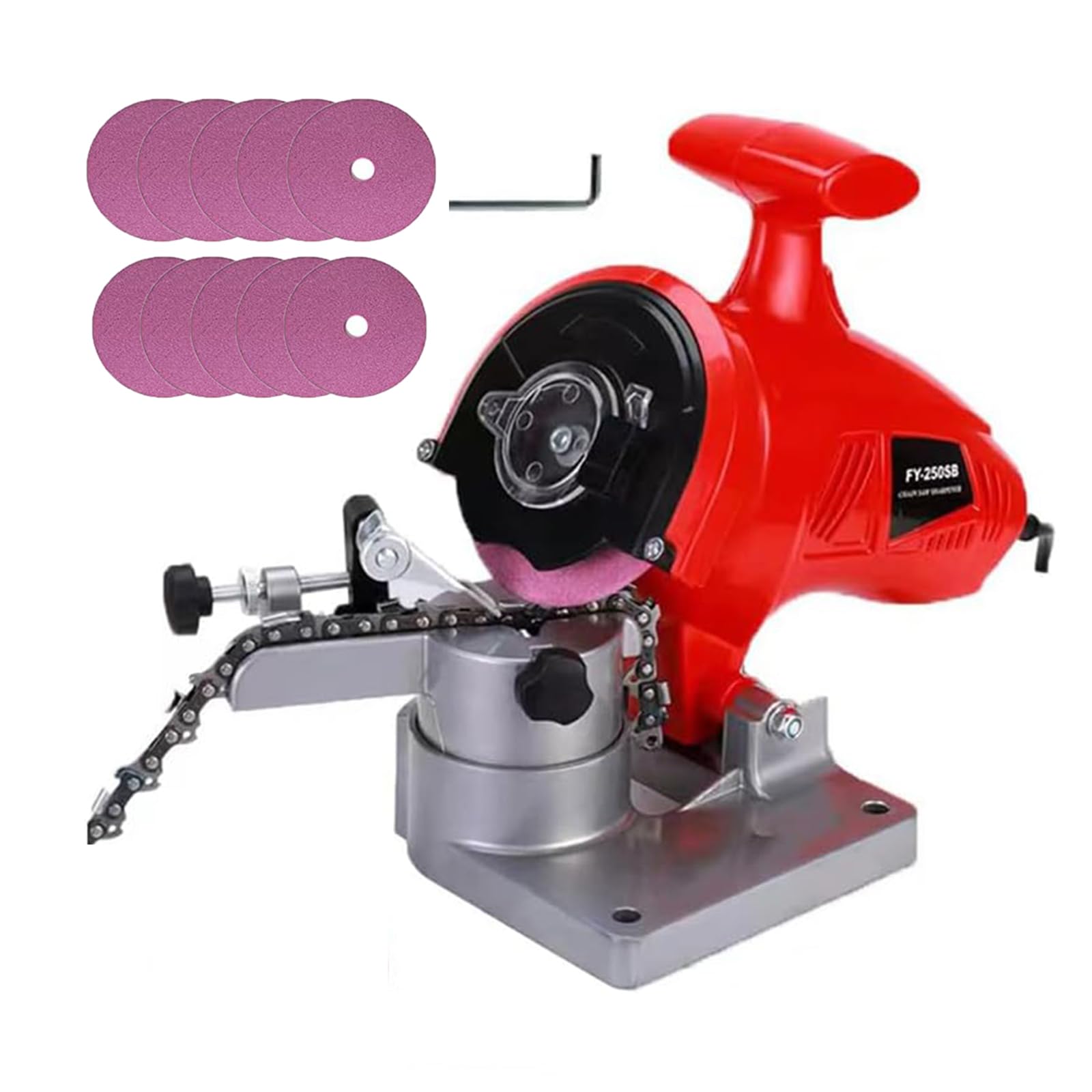 Afilador De Motosierra Eléctrico De 110 V/220 V, Afilador Portátil De 8400 RPM con 10 Discos De Afilar, Ángulo De Afilado De 0 a 35°, para Afilar Cadenas De 11,5 a 22"