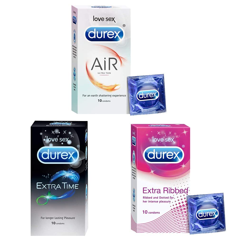 Durex Pleasure Packs - 10 Count (Pack of 3 - Air, Extra Time, Extra Ribbed)-picture-19
