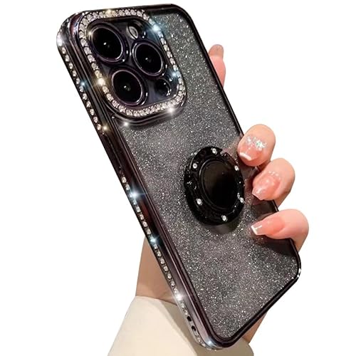 TRIPLE RIVER�EFor iPhone16 Pro Max �P�[�X ���C���X�g�[�� �J�o�[ TPU �\�t�g�P�[�X �����^�X�}�z�����O�t�� �L���L�� ���f�B�[�X ����A�b�v��(�u���b�N)