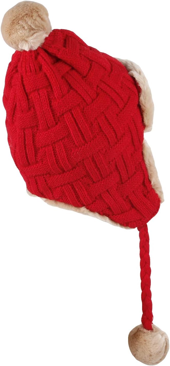 WITHMOONS Fleece Lining Thick Cable Knit Beanie Hat Earflaps Cap FZ70022