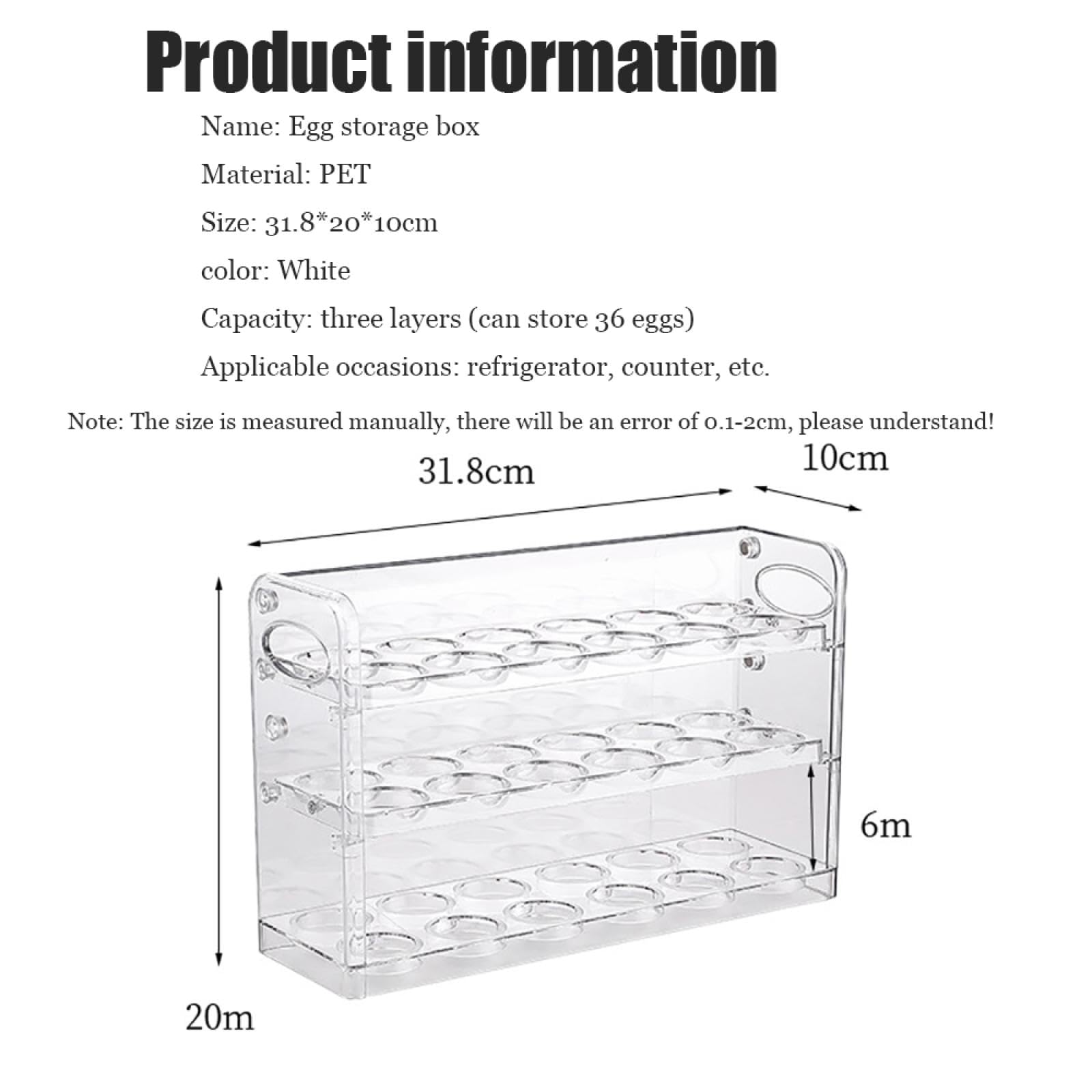 Caja de Almacenamiento de Huevos de Tres Capas,Soporte para Huevos para refrigerador,Almacenamiento de Huevos para encimera,Organizador de Huevos,Dispensador de Huevos para refrigerador