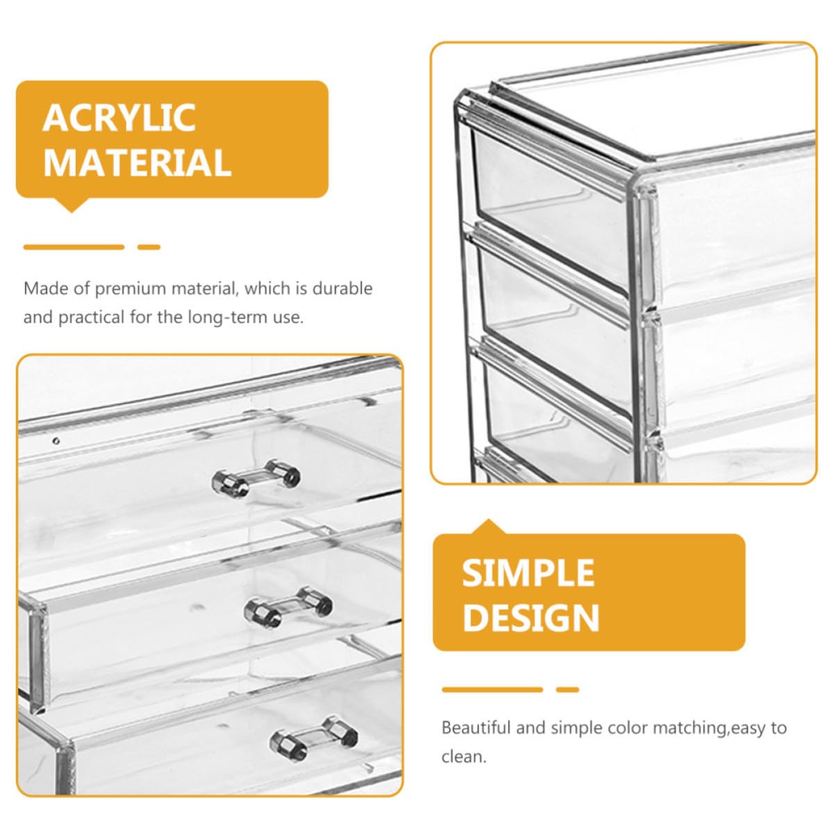 Caja de Almacenamiento de Maquillaje Transparente Organizador de Escritorio de Acrílico para Cosméticos Joyas y Accesorios de Belleza Diseño Apilable para Tocador Moderno