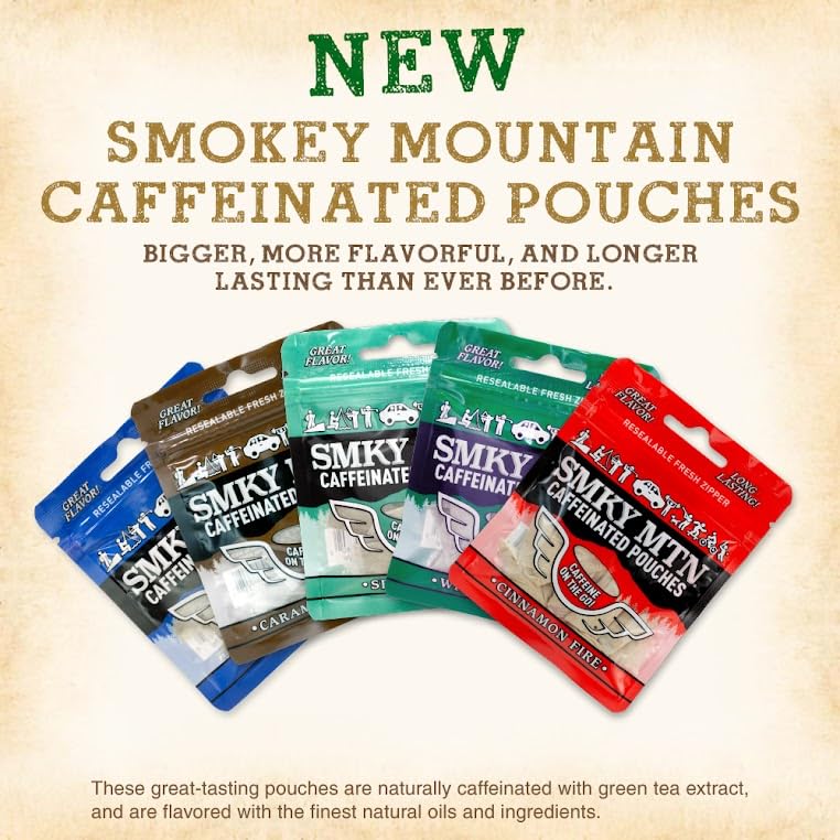 Image of SMOKEY MOUNTAIN Caffeinated Pouches - Cinnamon Fire - Tobacco Free and Nicotine Free - 15 Pouches Per Pack - 5 Pack