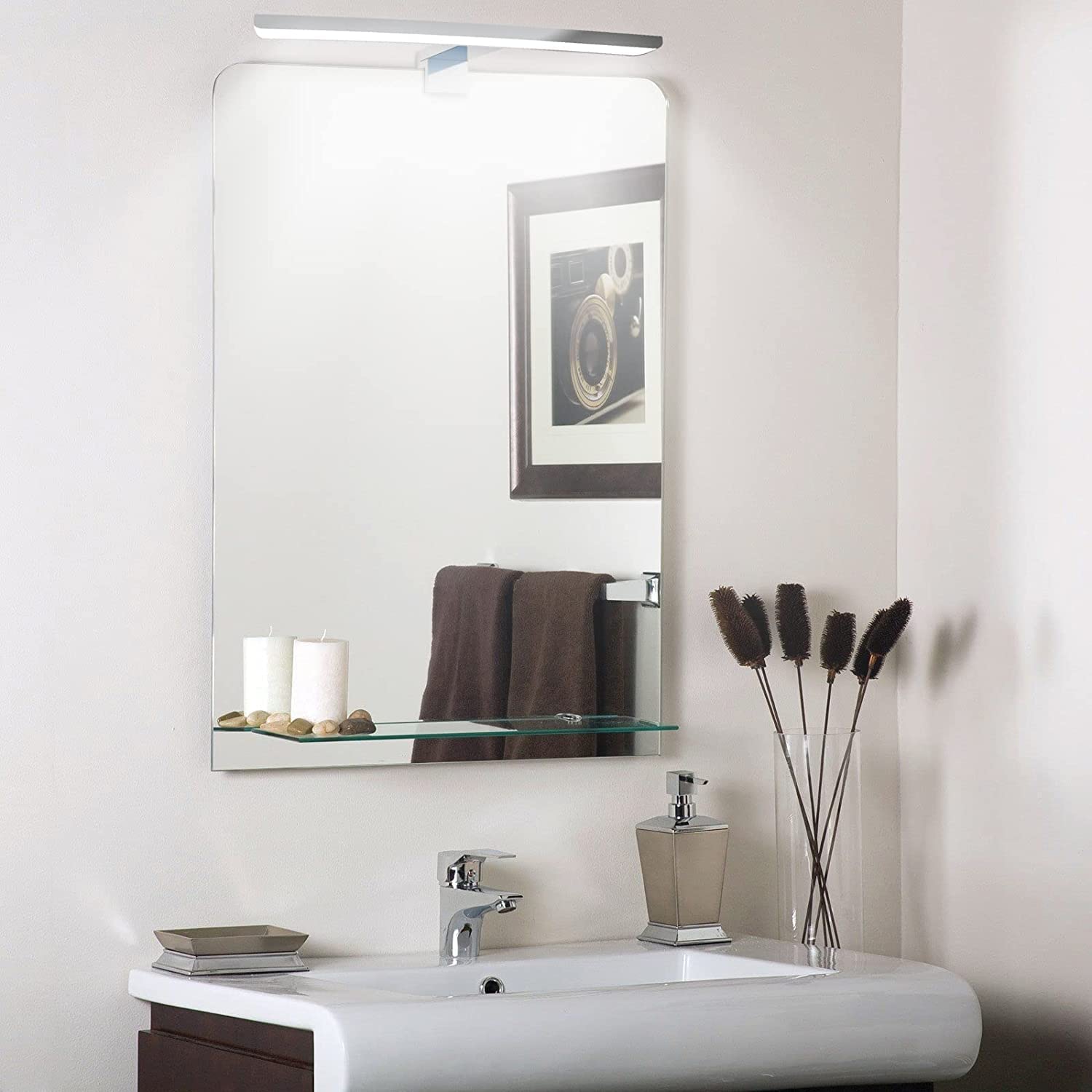 Lampe Miroir de Salle de Bain 30cm LED 7W 490 Lumen 230V Full Aluminium 3in1 Étanche IP44