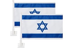 Israel-themed Car Flag Twin Set with Flag Poles