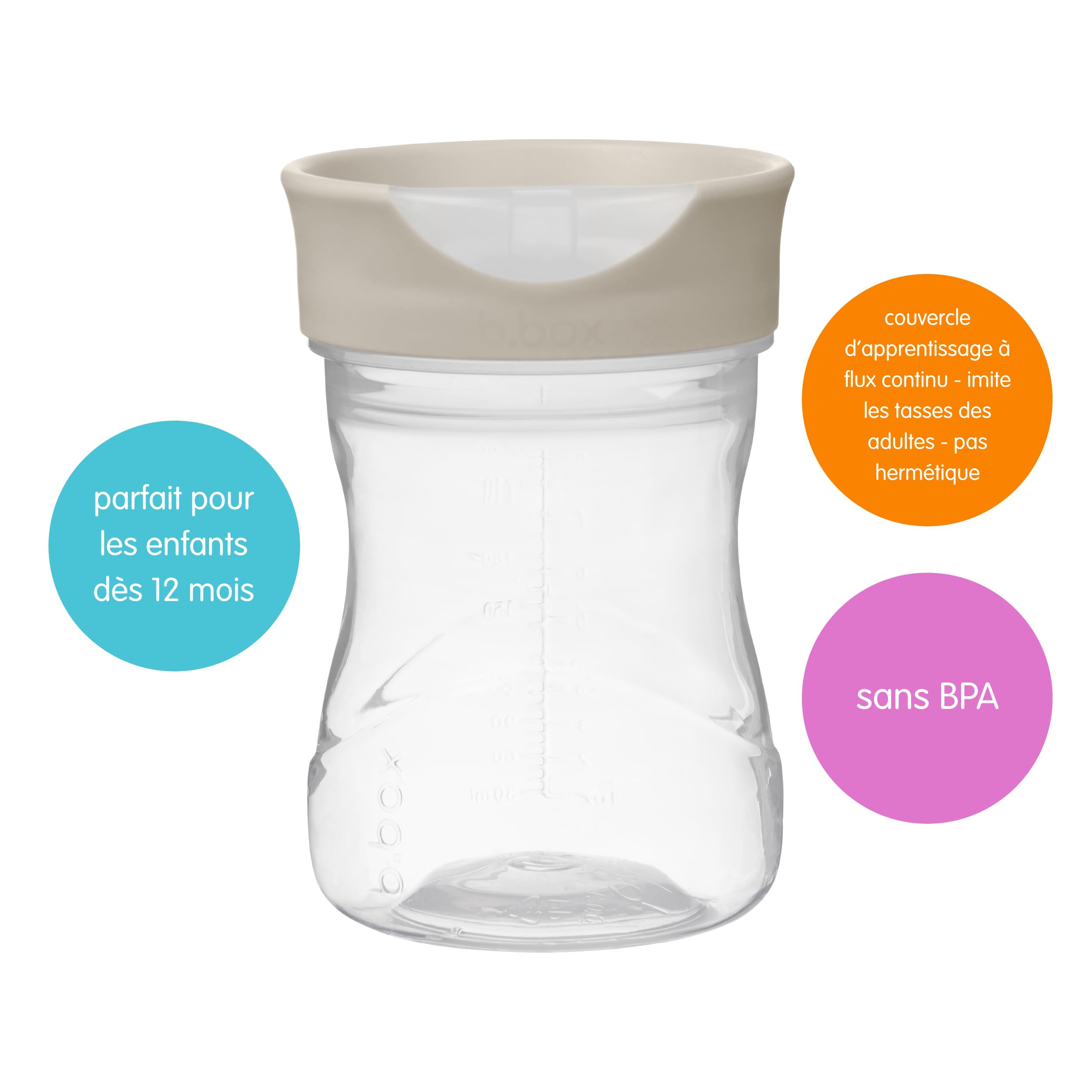 b.box Coffret avantage 3 en 1 pour tout-petits | Une tasse, trois couvercles pour accompagner l’hydratation des bébés et jeunes enfants. Sans BPA, compatible lave-vaisselle | Dès 4 mois | 240 ml