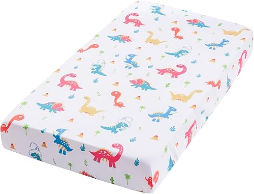 Miniatura 5 de Juego de ropa de cama de cuna para niños, juego de cuna de dinosaurio de 3 piezas para niños, juego de ropa de cama suave para cuna, sábana bajera,