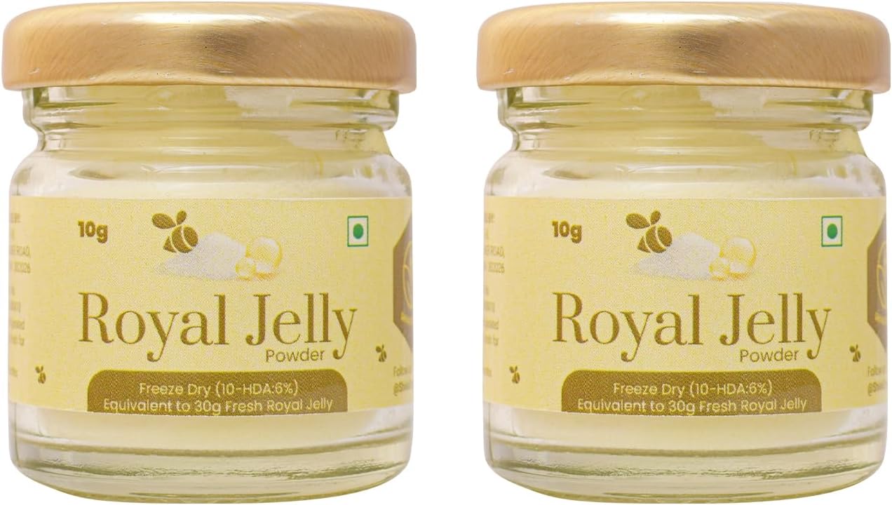 Royal Jelly Powder, 0.71 Ounces (20g)- Freeze Dried - HDA: 6% - Immune Booster - High Minerals & Vitamins - Fertility Booster- - Equivalent to 60g Fresh Royal Jelly