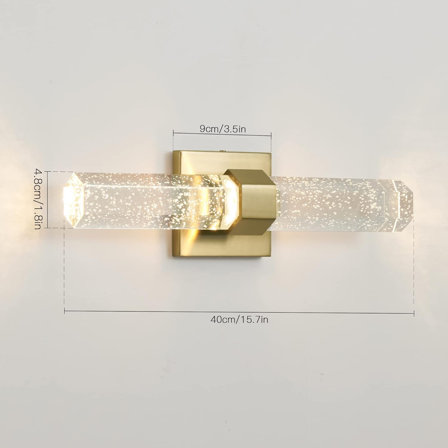 Epinl Vanity Light Modern Crystal Bathroom 3000k Light Fixtures Wall Sconce Over Mirror Led Lighting Makeup Table Clear Glass Shade Wall Mount Bath Light - - 
