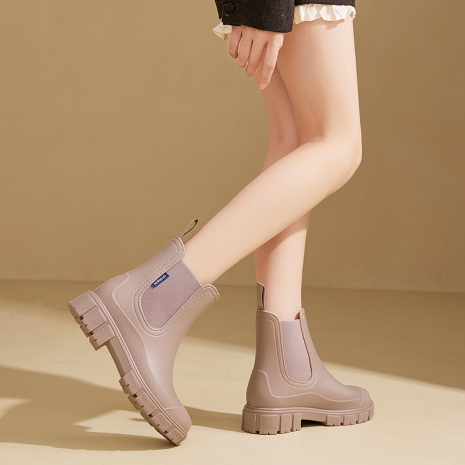 Botas de goma para mujer, cortas, impermeables, botas de lluvia Chelsea, botines antideslizantes para jardín, botas de lluvia