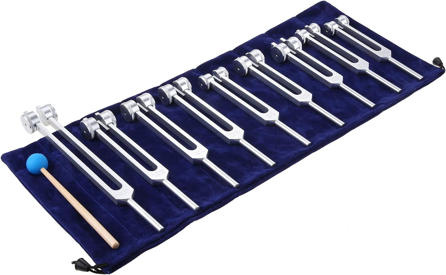 Gohantee Solfeggio Stimmgabel Set 9 Chakra mit Silikonhammer Beutel für Vibrationstherapie, Energiearbeit, Balance, Meditation, Stressabbau, Entspannung