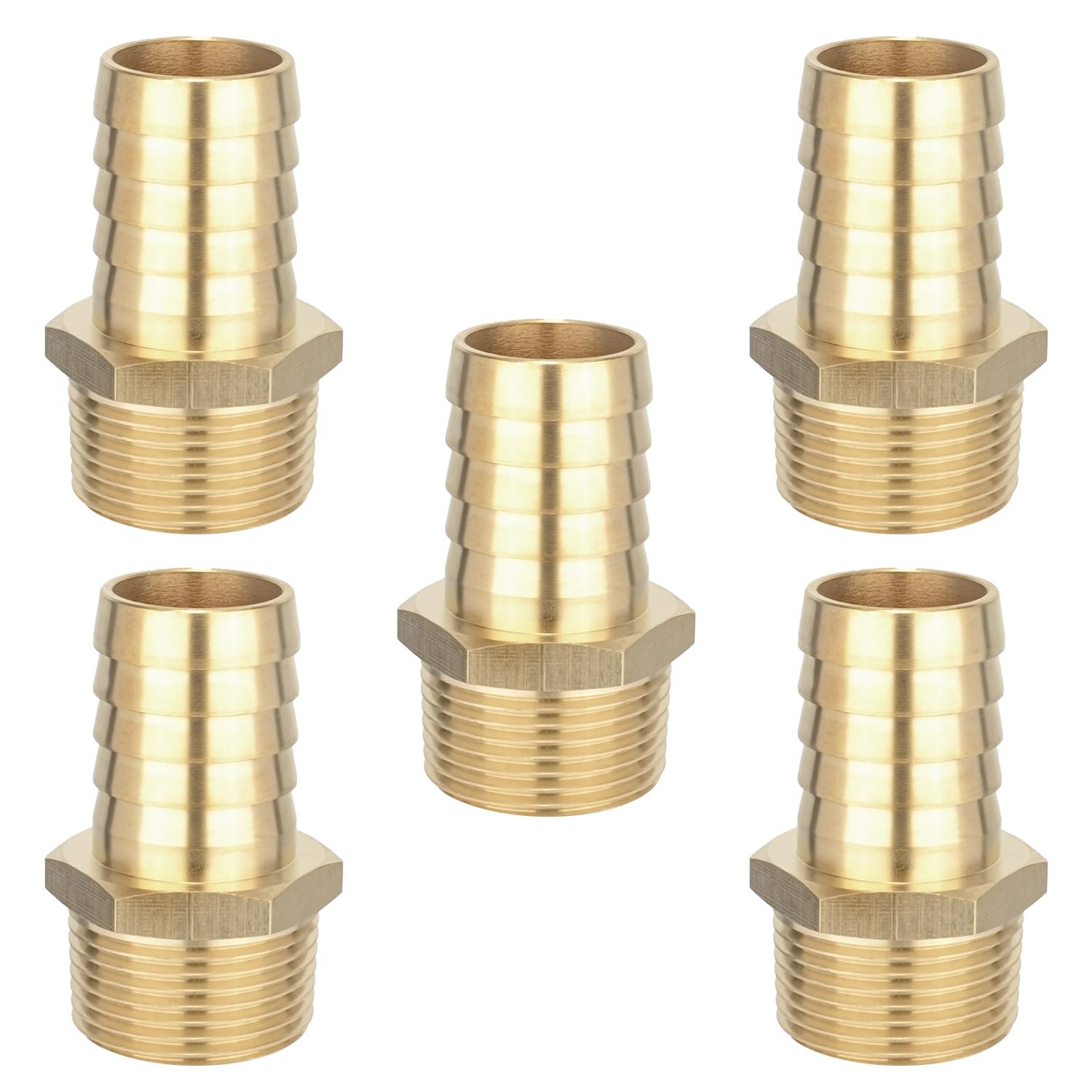 2-Pack Brass Hose Barb Fitting 3/4" To 1/2" NPT