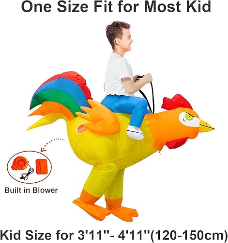 Miniatura 2 de Stegosaurus Disfraz inflable de pollo para niños, disfraz de gallo de Halloween, disfraz divertido para niños y niñas, fiesta de cosplay