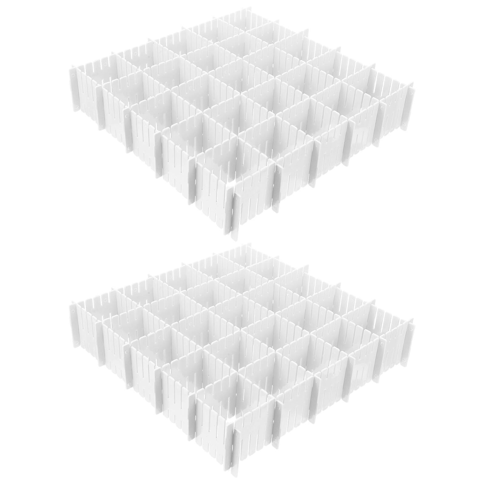 VICASKY Set Divisori per Cassetti Regolabili in Plastica Bianca 24 Pezzi 32x7 Cm, Organizzatori Multiuso per Cucina, Ufficio, Camera, Separatori Salvaspazio per Vestiti, Utensili