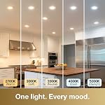 Onyx - Home Solutions 4 1 cm 5CCT LED Lumières de pot avec boîte de jonction, lumières encastrées sans canles pour des plafonds bas, 2700K/3000K/3500K/4000K/5000K Changements - Dimmable IC Lumière de descente, 10W 700LM, 1-Pack