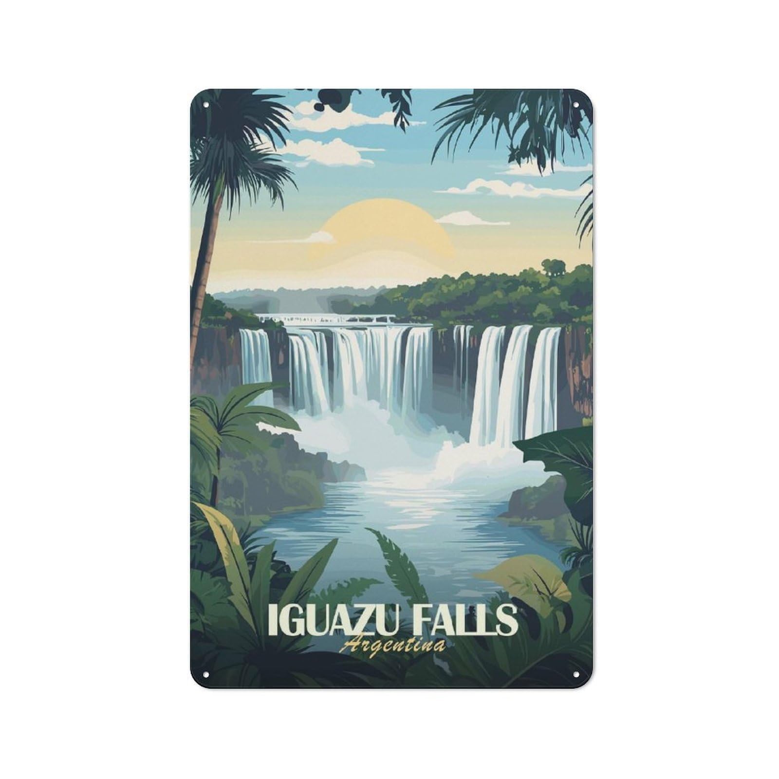 Junmoney Style-19 Iguazu Falls Argentina Rustic Metal Wall Sign 30X20cm For Bar Or Restaurant, A Decorative Metal Sign For Bars And Restaurants