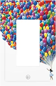 Decorative Outlet Covers Girl Holding Colorful Balloons 1 Gang Single Decora GFCI Device Light Switch Covers Plate 1 Rocker Wall Plate Jumbo Faceplate for Country Bedroom Home Decor