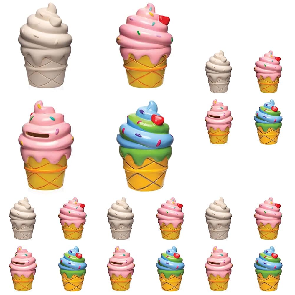 Baker Ross AW558 Keramik-Spardosen „Eiscreme“ (2 Stück) – süße Spardosen für Kinder (Packung mit 5)