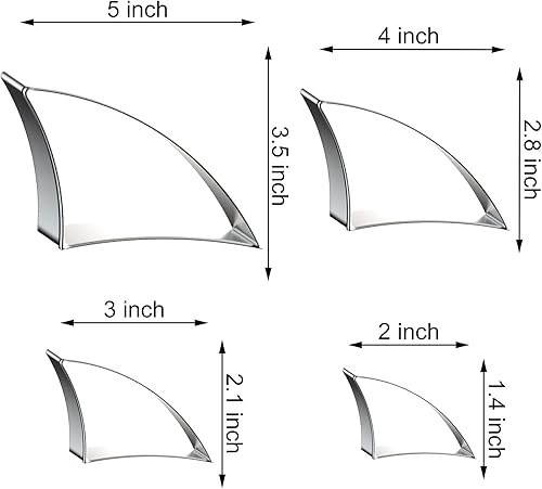 Miniatura 2 de Juego de cortadores de galletas de aleta de tiburón, 4 piezas, varios tamaños (5, 4, 3, 2 pulgadas), acero inoxidable