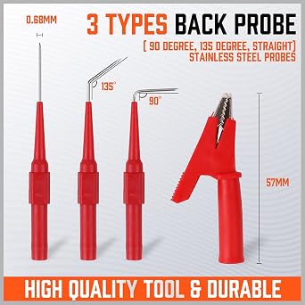 HORUSDY 22PCS Back Probe Pin Kit, Electrical Testing Probes with 5 Colors Silicone Wires for Multimeter, Circuit Diagnosis & Automotive Testing