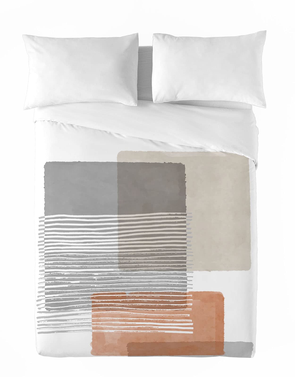 NATURALS - Funda Nordica Cama 180-100% Algodón - Juego de Funda para edredon 260x220 cm + 2 Fundas de Almohada 45x110 - FIBI