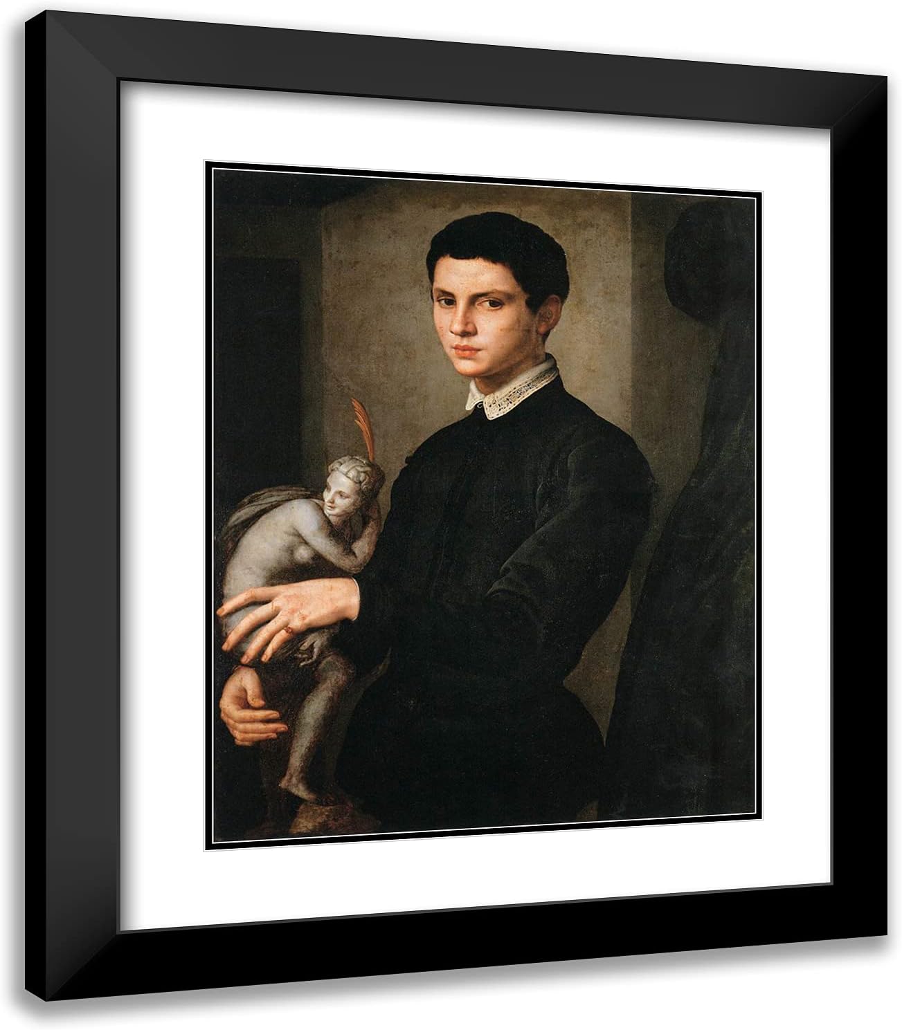 ArtDirect Bronzino, Agnolo 20x23 Gold Ornate Framed Art Print with Double Matting Titled: Portrait of a Sculptor