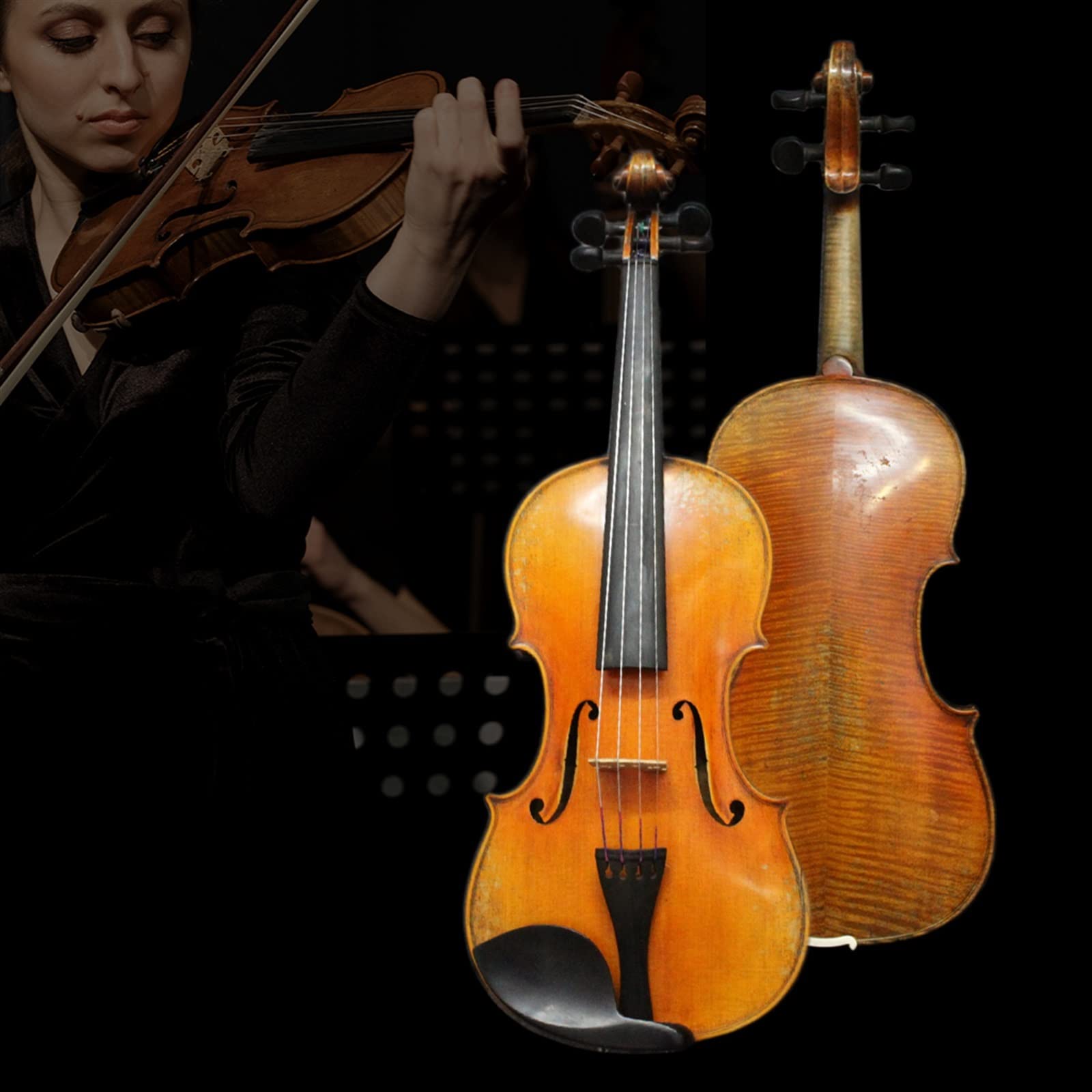 4/4 Violino Acustico Violino Violino in Legno Europeo Accessori in Ebano con Arco E Custodia Violini per Studenti