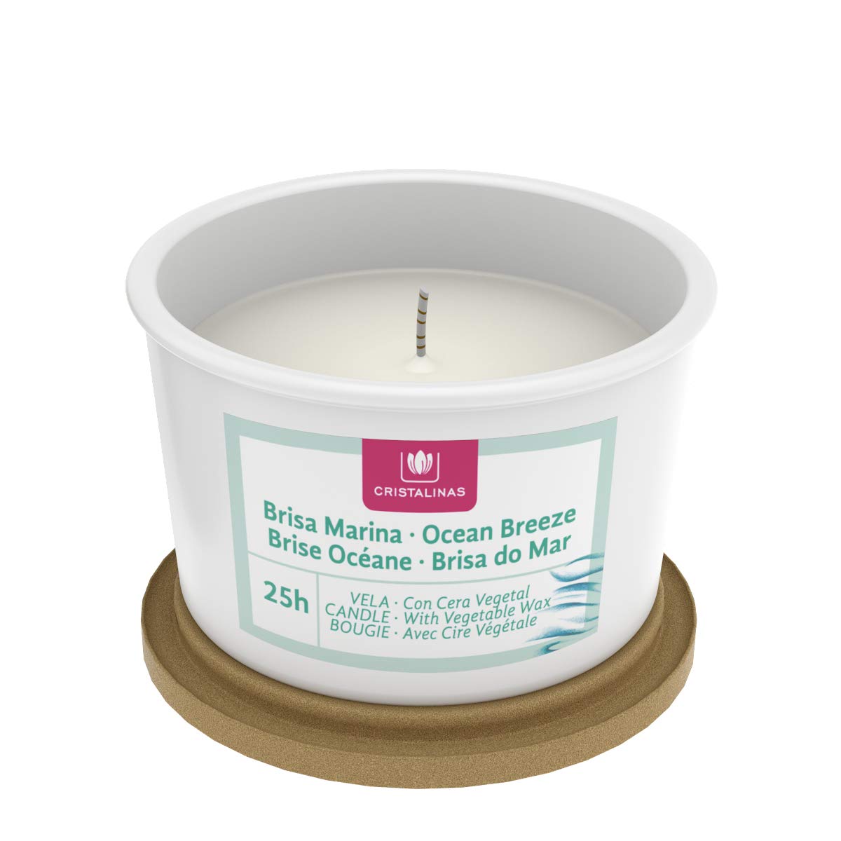 CRISTALINAS Pack Velas Aromáticas de Cera Vegetal y Aceites Esenciales | Aroma Brisa Marina. 3 Velas con Más de 25h de duración. Reciclable. Velas GELATTO