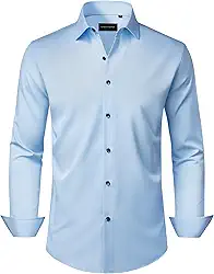 Camisas sociais masculinas, sem rugas, elástica, lisa, manga comprida, abotoada, casamento, namoro