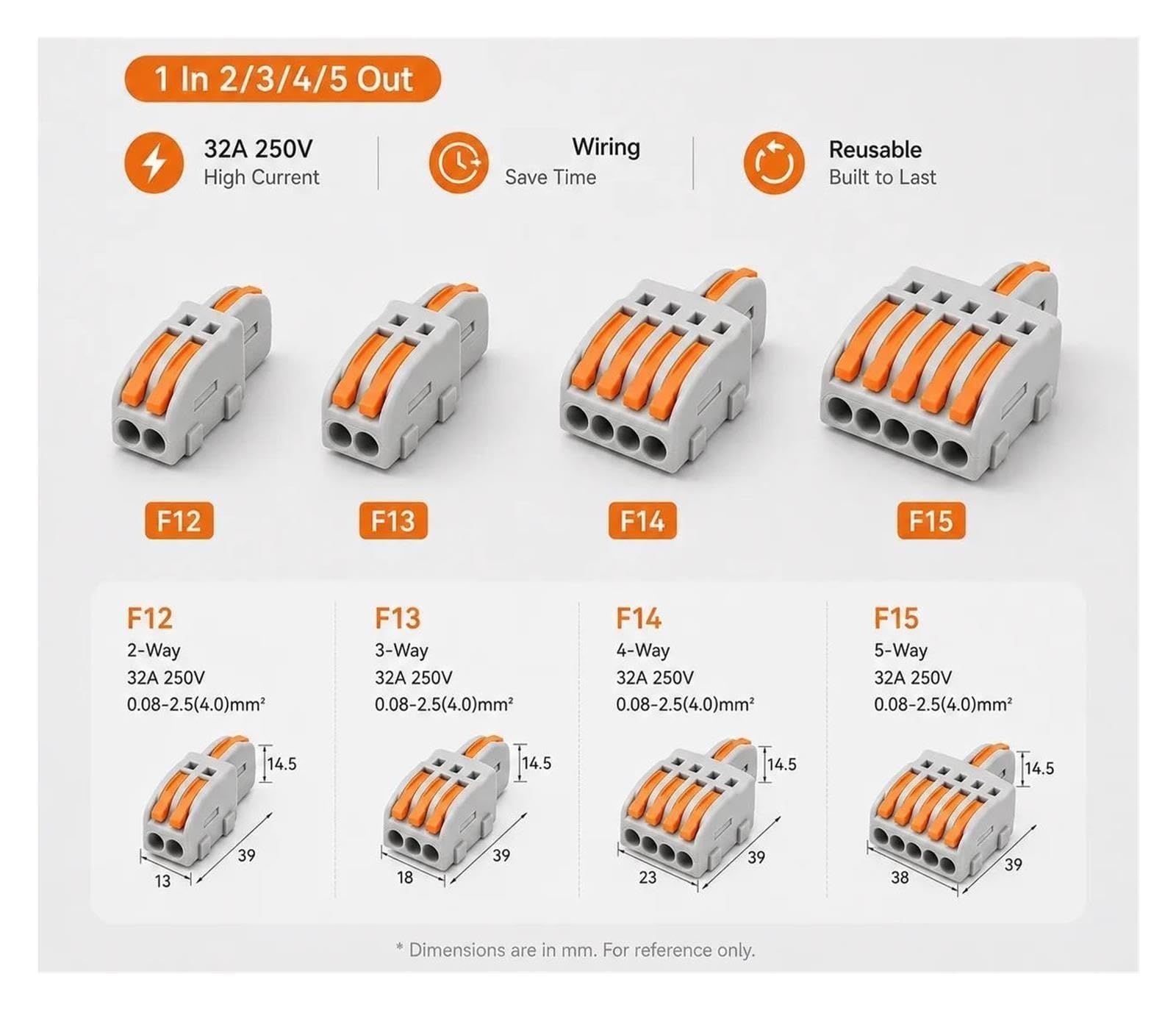 10/30/50PCS Mini Wire Connectors Universal Terminal Block Home LED(Z-VSE-F15AO,30PCS)
