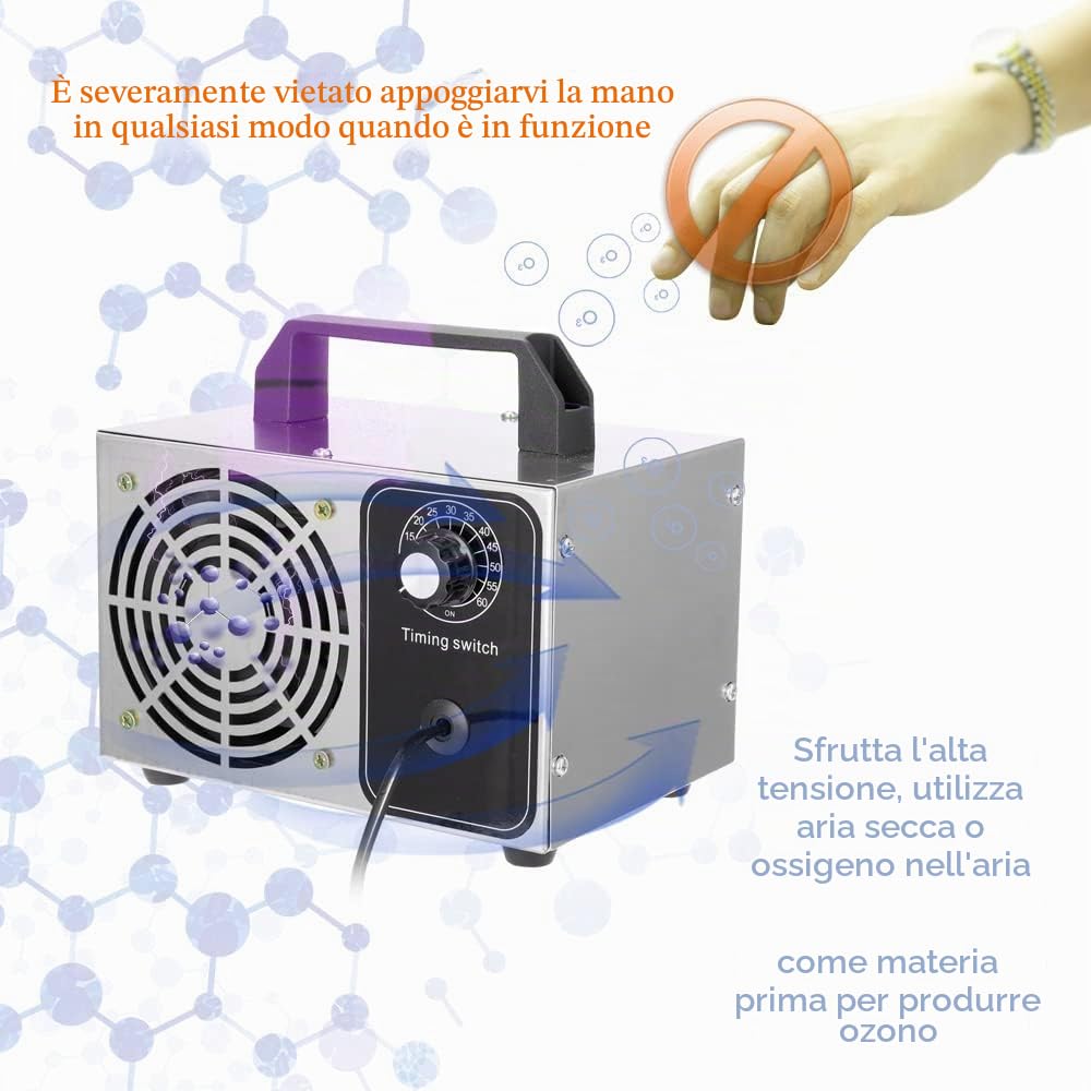 Geevorks Generatore di ozono professionale 32.000 mg/H, ozonizzatore purificatore d'aria 220 V ozonizzatore per ambienti per macchina per ozono per casa e auto