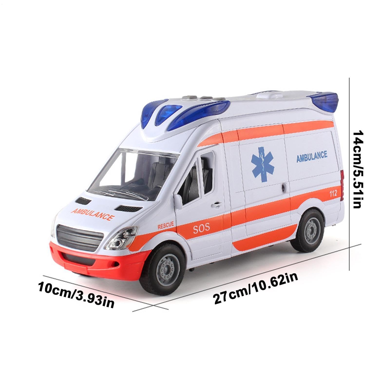 Generico Toy Ambulance Rescue Vehicle | Large Kids Ambulance Car With Stretcher, Opening Back Door, Lights & Sounds | Role-Play Rescue Toy For Children Ages 3-8