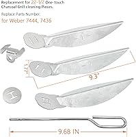 Vista 2 de Kit de sistema de limpieza con un solo toque de 22-1/2 pulgadas para parrillas Weber Kettle, piezas de repuesto para parrillas de carbón Weber 7444