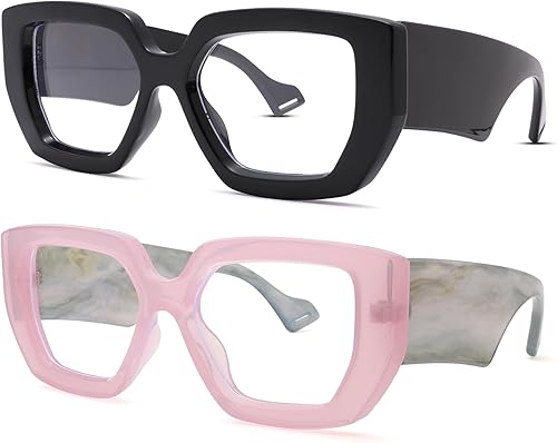 Gafas de luz azul de marco grueso para mujeres y hombres, anteojos cuadrados de moda para juegos de computadora con lente transparente