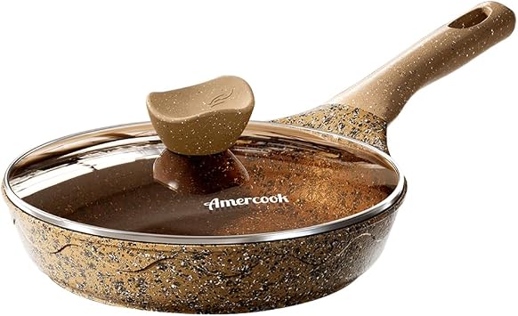 Amercook Alphita quartz titanium covered frying pan, uncoated frypan, household non stick frypan, egg frying pan, electric stove and gas compatible