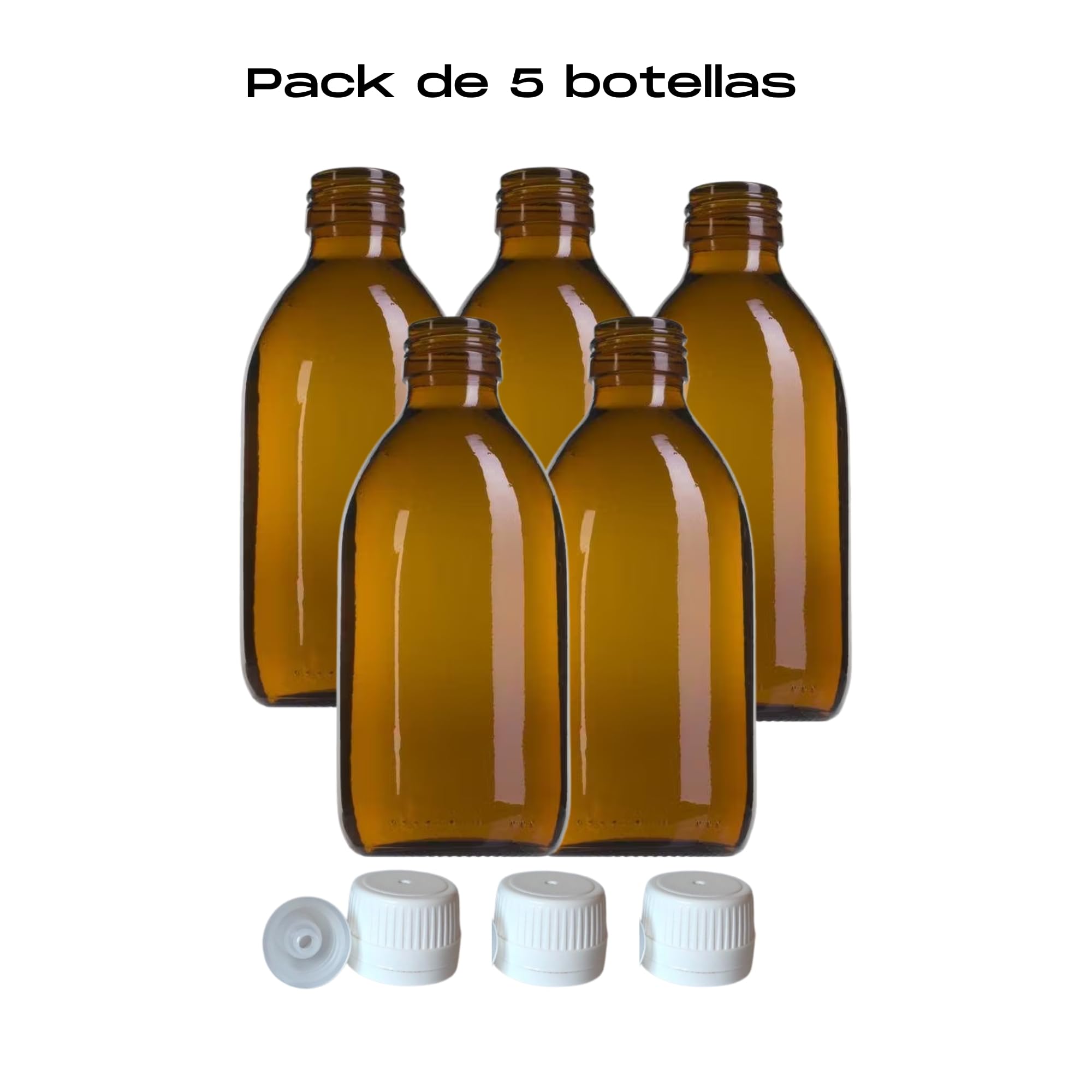 Lot de 5 bouteilles en verre ambré de 250 ml | Récipients hermétiques pour la conservation des produits liquides, sûrs et de haute qualité