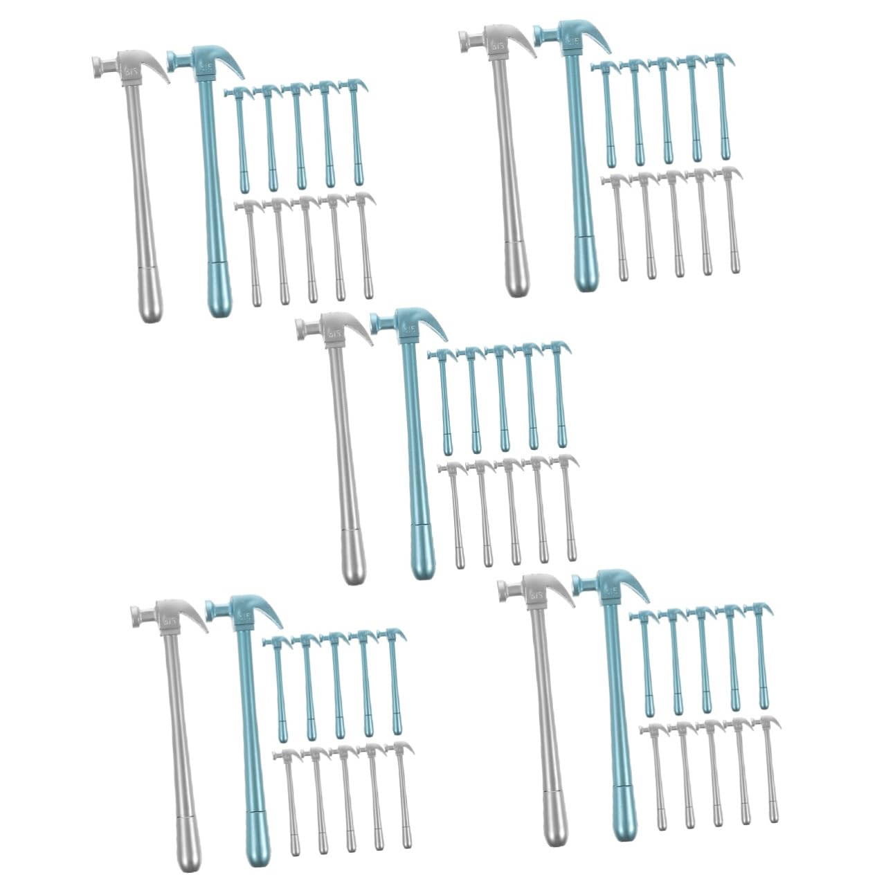 60 Piezas Bolígrafos de Gel con Tinta Negra Forma de Martillo Escritura Cómodo para Estudiantes y Oficina Colores Azul y Plata Pack Surtido