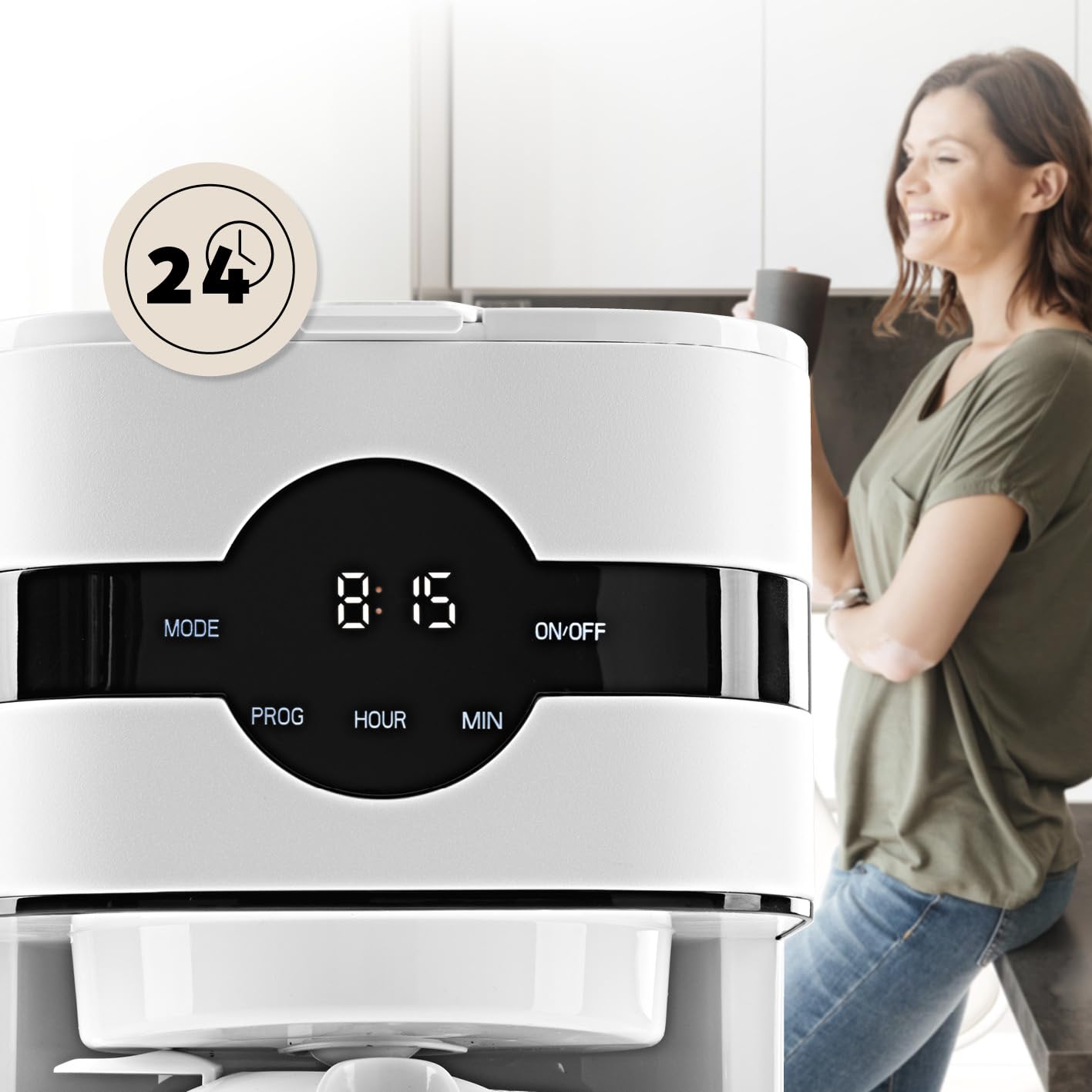Barista Przelewowy ekspres do kawy z termosem | ekspres filtrujący z ekranem dotykowym i funkcją timera | Ekspres do kawy z filtrem stałym i 900 W | Zbiornik na wodę 1,25 litra na 8 filiżanek kawy