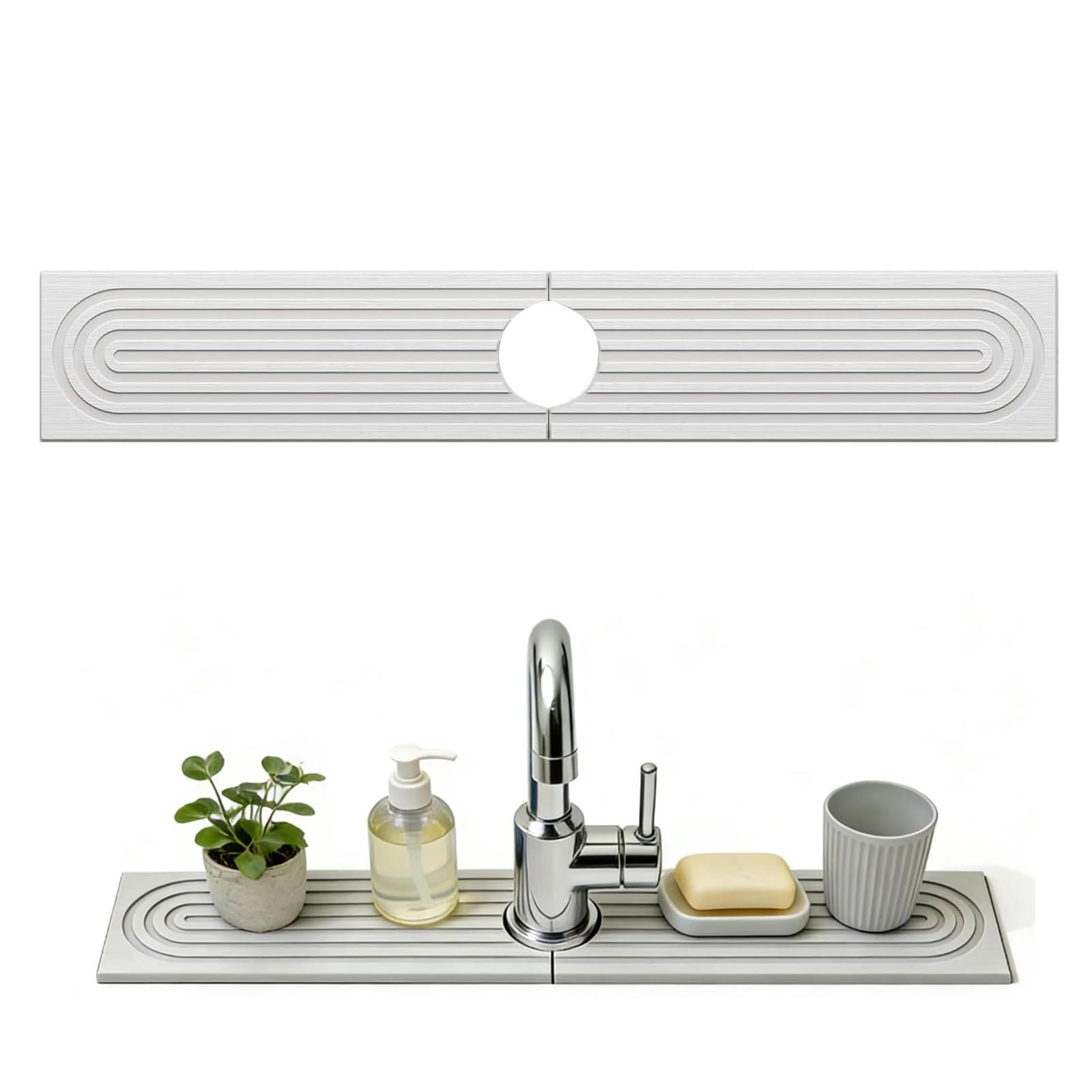 Stone Faucet Mat for Kitchen Sink - Sink Stone Quick Dry Around Faucet Splash Guard Prevent Moisture for Kitchen Bathroom Counter