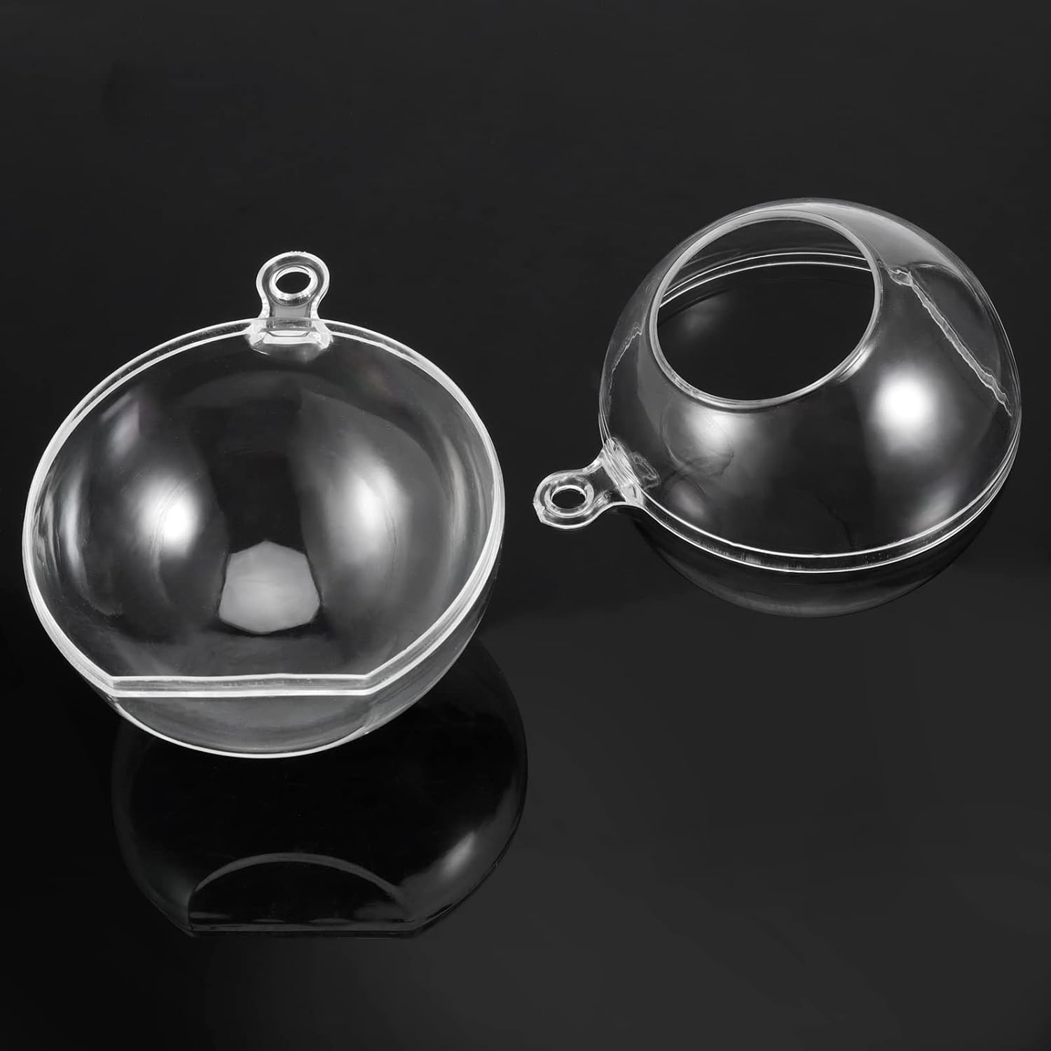 JEUIHAU 80 Pack 90 mm Acrylic Hanging Globe, Plastic Hanging Ball, DIY Clear Fillable Ornaments Balls for Christmas, Wedding, Party, Home Decor, Gift Giving