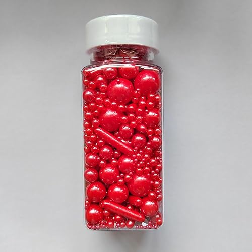 Miniatura 4 de Gránulos comestibles de azúcar de perlas rojas comestibles, tamaño mixto, para hornear, decoración de pasteles, decoración de galletas, boda,