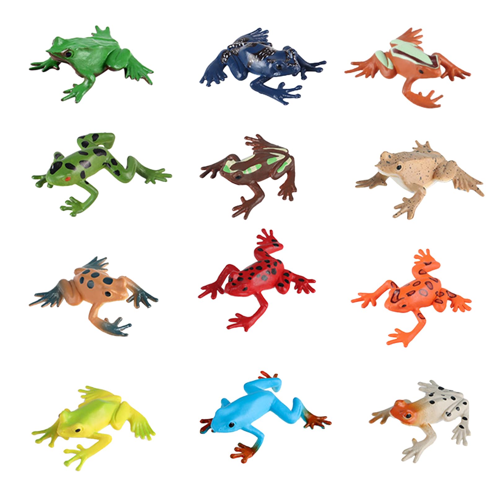 BOFYTR Frog Toy, 12-Piece Plastic Frogs Collection, Nature-Themed Decor and Educational Diorama Enhancement, Assorted Frog Models for Garden Display and Creative Storytelling