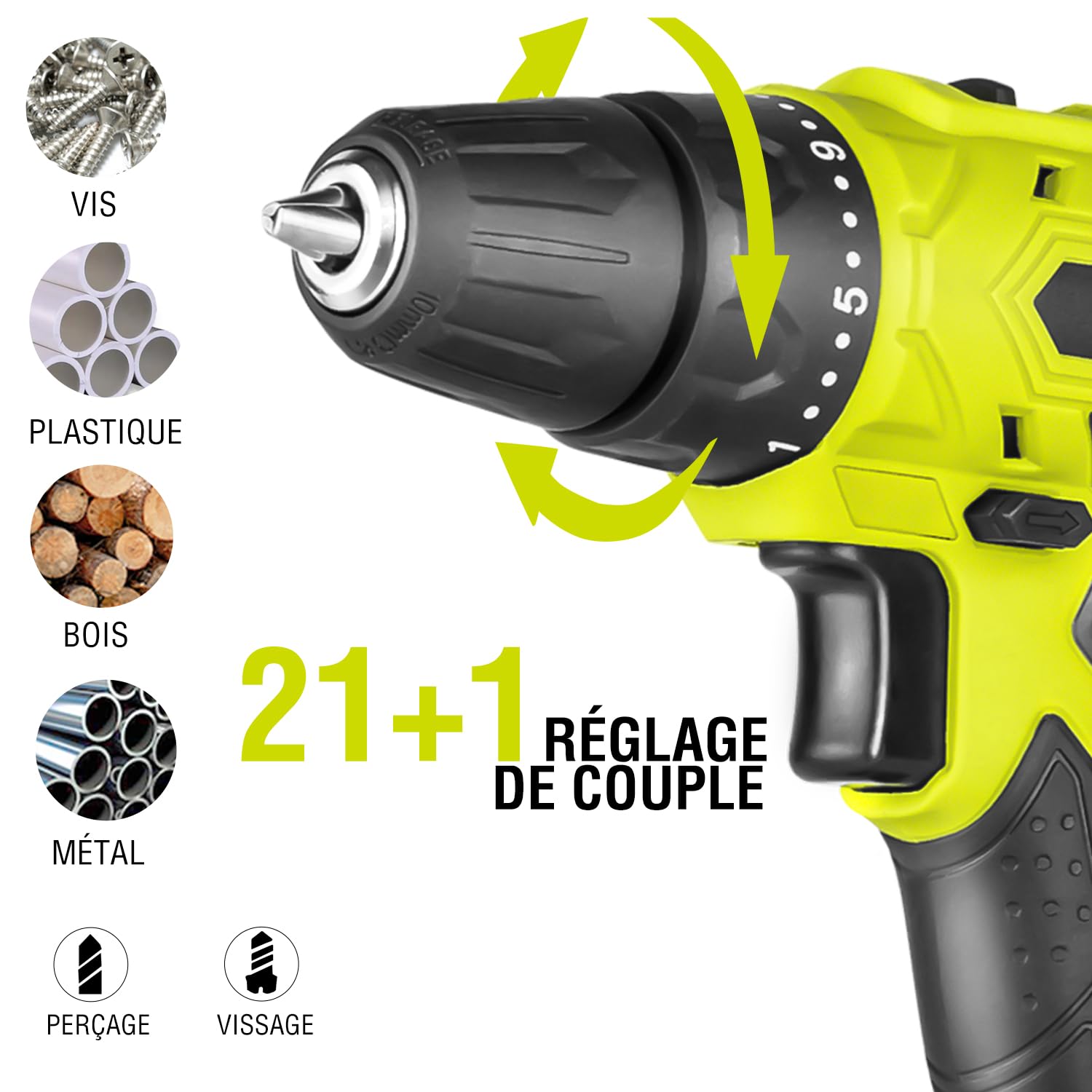 SnapFresh Perceuse Visseuse Sans Fil 20V – Légère et Compacte 0,8 kg, Couple 35 N·m, 2 Vitesses, LED, Batterie 2,0 Ah & Accessoires – Idéale pour le Bricolage et les Réparations à la Maison