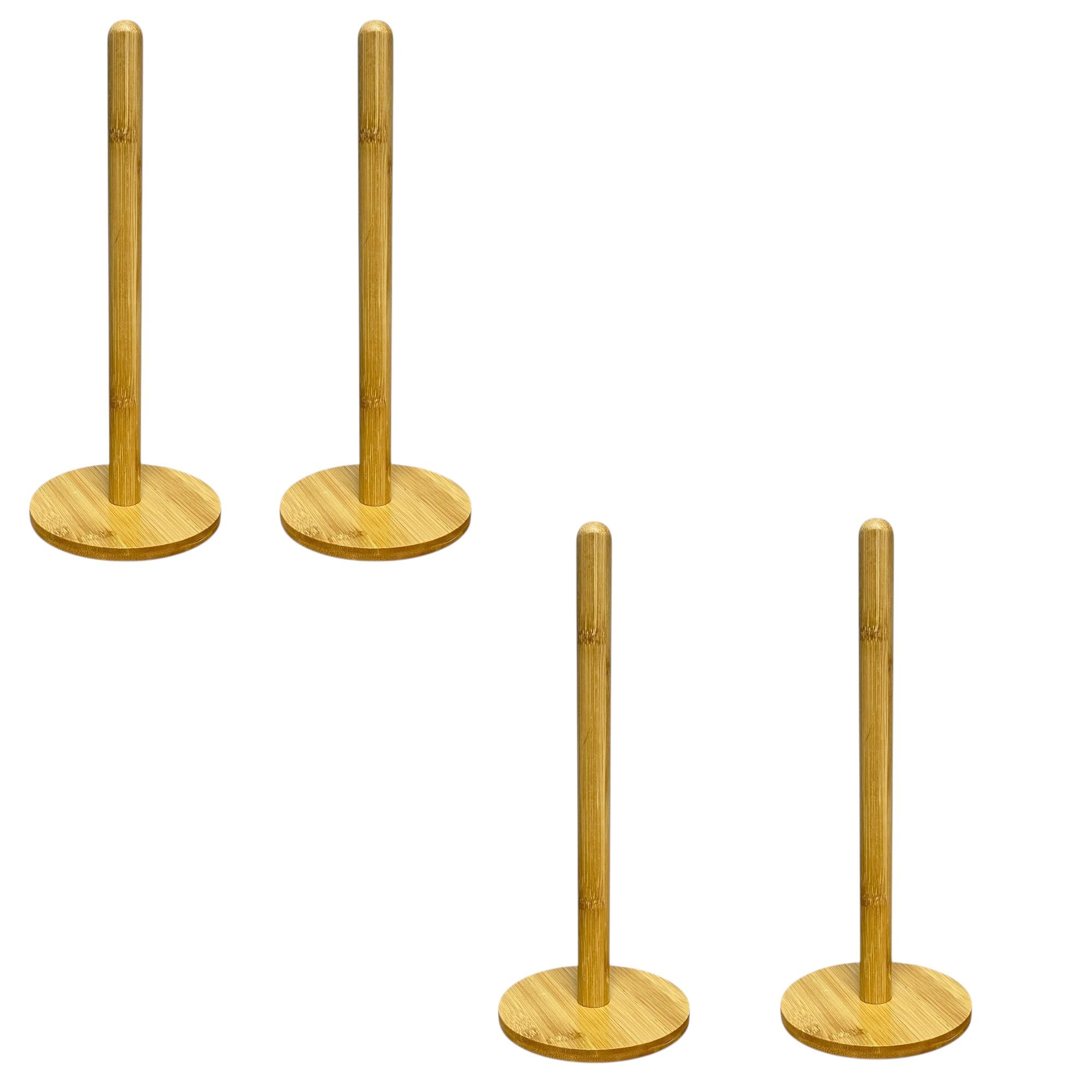 PNJB, Wooden Kitchen Paper Towel Tissue Roll Holder Pole Rack Stand Dispenser, Stand Organizer Simply Standing Countertop Wooden Paper Roll Holder Kitchen, Living Room, Bedroom Home Decoration (4 Pcs)