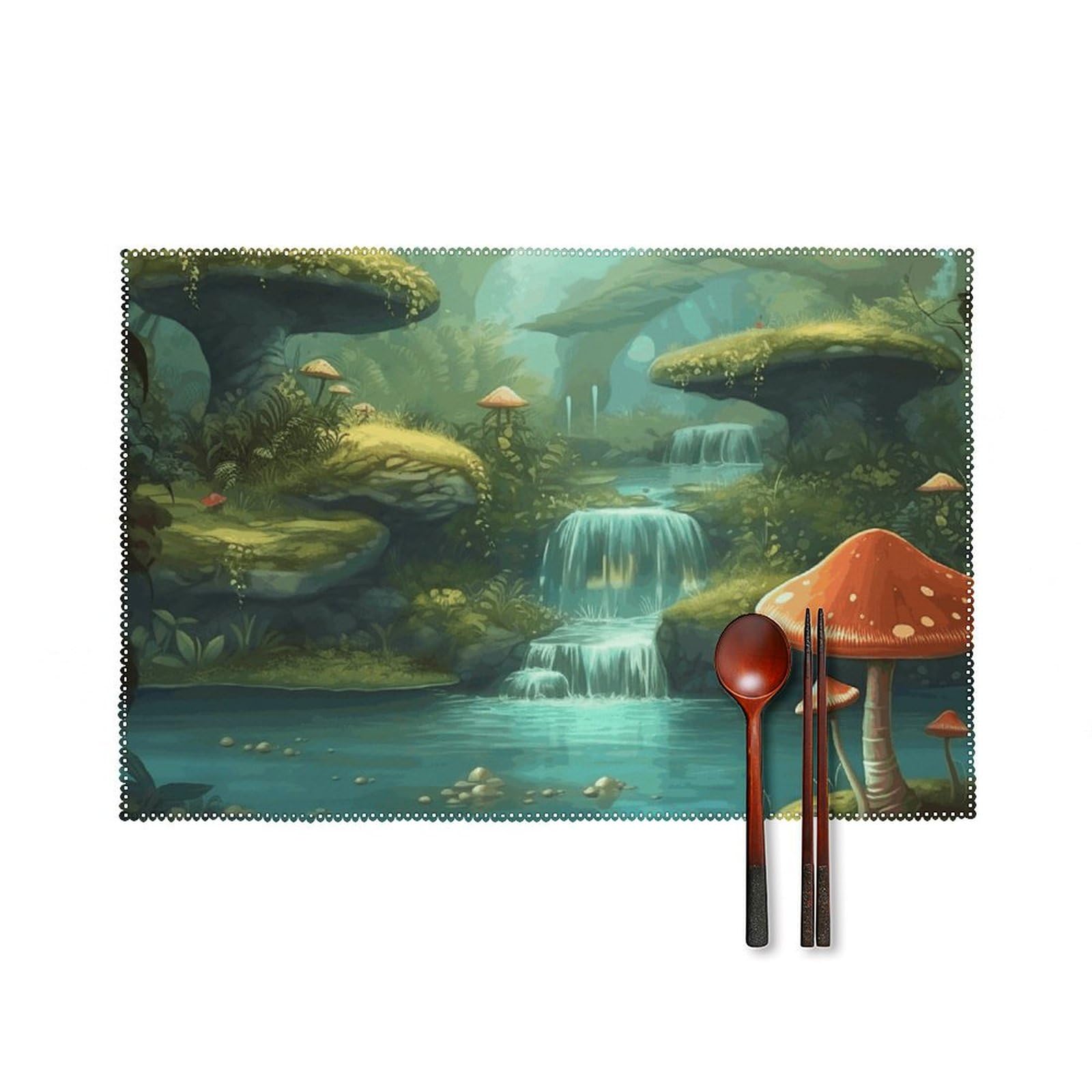 Sets de table imprimé rivière fantastique lot de 6 pièces résistants à la chaleur