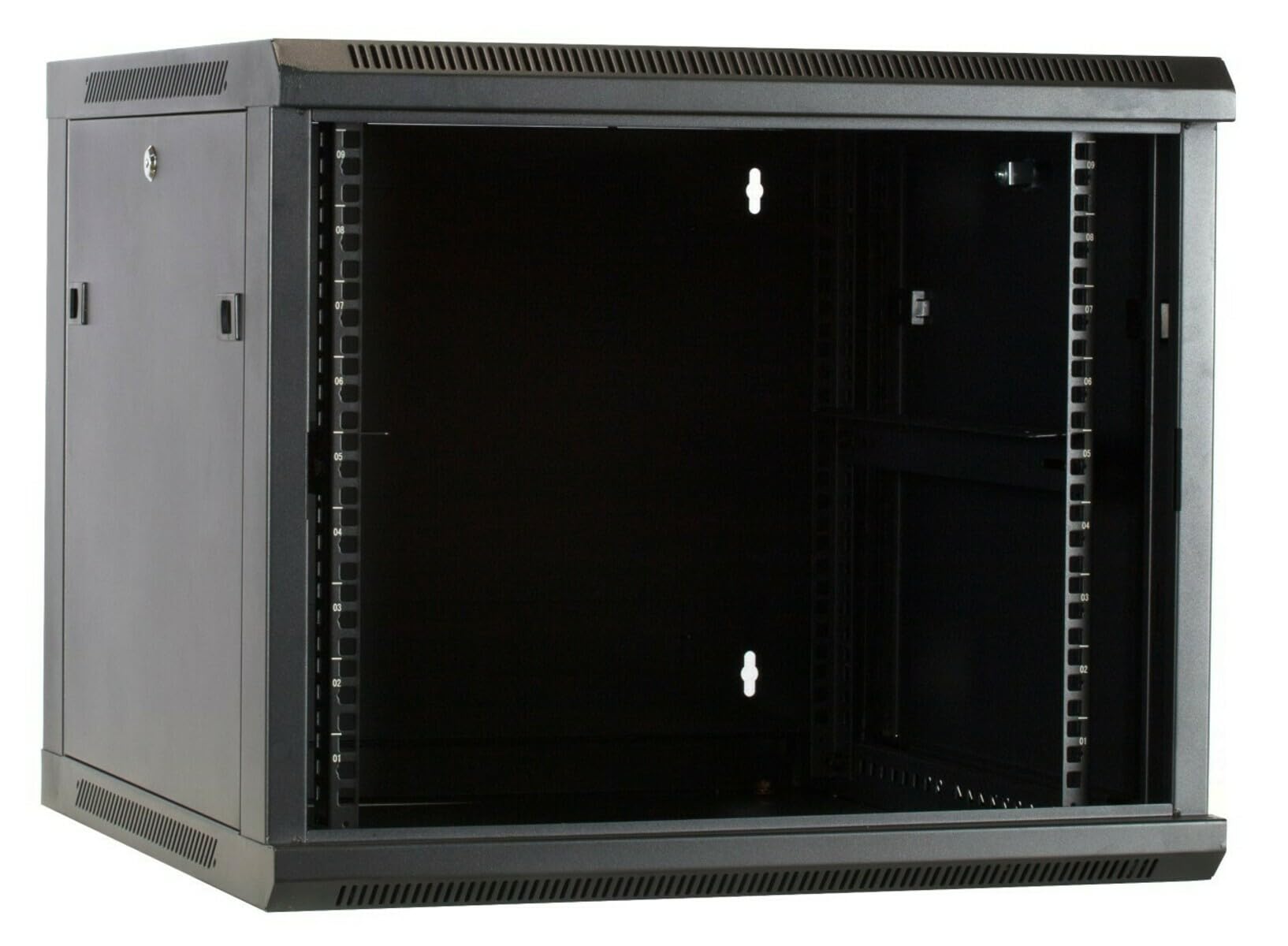 Baie Murale 9U avec Porte en Verre 600x600x500mm Noir