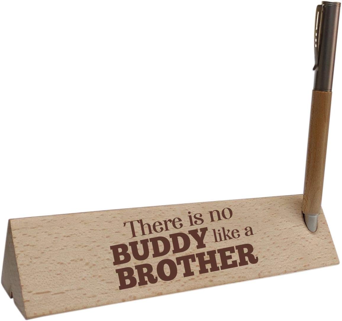 YaYa cafe Birthday Gifts for Brother Handmade Wooden Pen with Pen Box There is no Buddy Like a Brother Engraved - Triangle with Holder