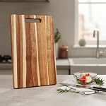 Acacia Wood Cutting Board for Kitchen, Set of 2 (15''x10'' & 12''x7.5'') Wooden Cutting Board with Handle, Charcuterie Board, Cheese Board, Decorative Wooden Serving Board
