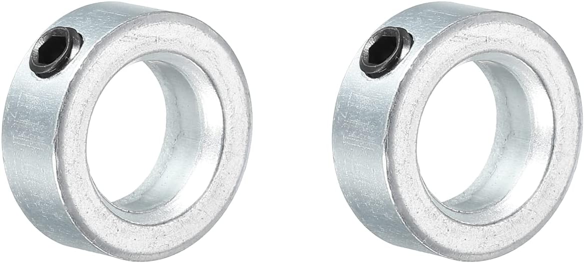 MECCANIXITY Shaft Collar 9/16" Bore Zinc Plated Carbon Steel Set Screw Style Clamping Collars Silver Tone 2 Pack