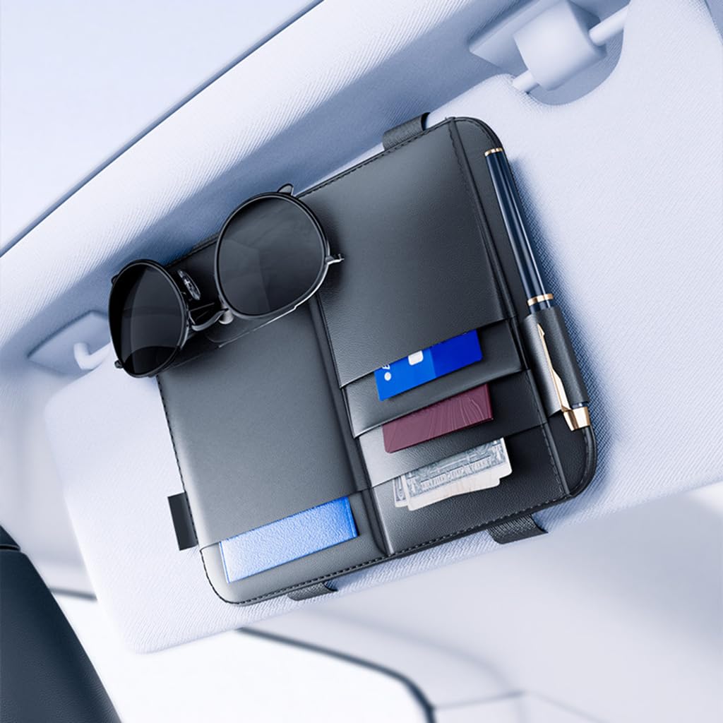 Organizador de Visera Solar Coche para RX(6seats) 2020-2025, Organizador Visera Coche PU Almacenamiento Visera Solar Cuero Accesorios